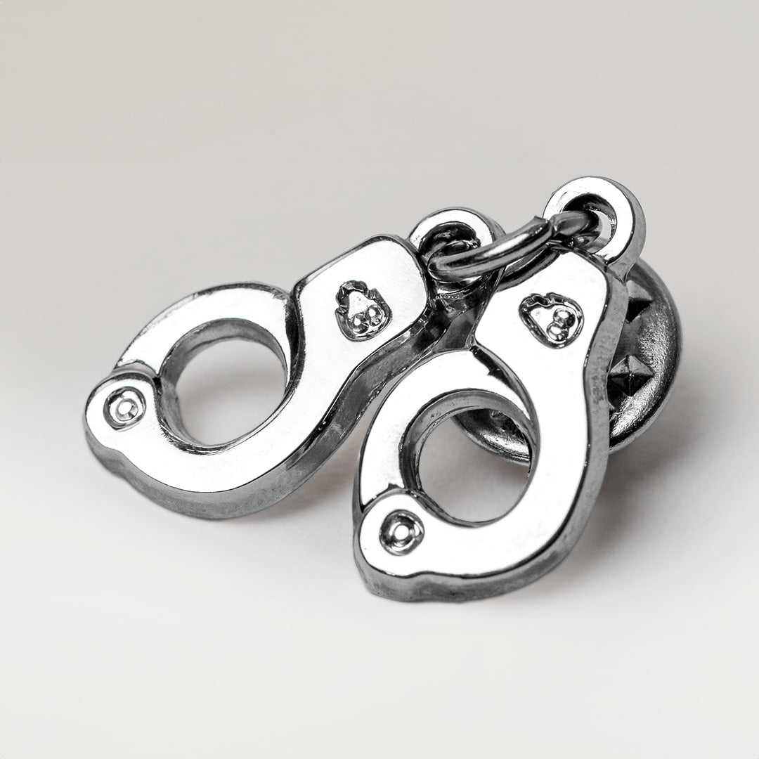 Silver Handcuffs Tie Pin